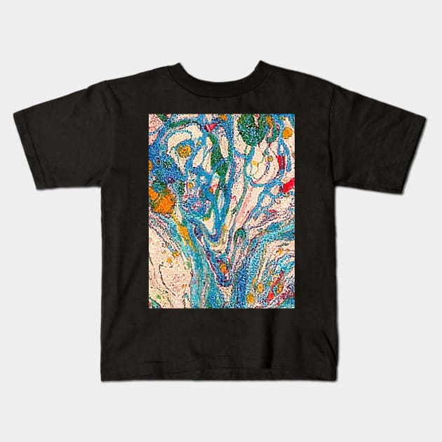 Abstract marble texture fluid art design Kids T-Shirt by FLOWING COLORS